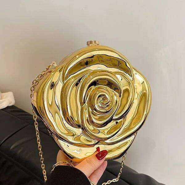 Designer Bags Acrylic Evening Case Bag For Women Fashionable Flower Shaped Elegant Handbags Beads Chain Shoulder Cross Body Party 2025 Luxury Bag