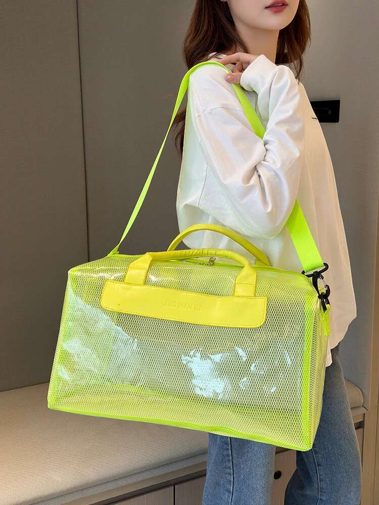 Transparent Waterproof PVC Duffle Zipper Travel Storage Bag,Sports Fiess Bag, Large Capacity Handbag & Shoulder Bag