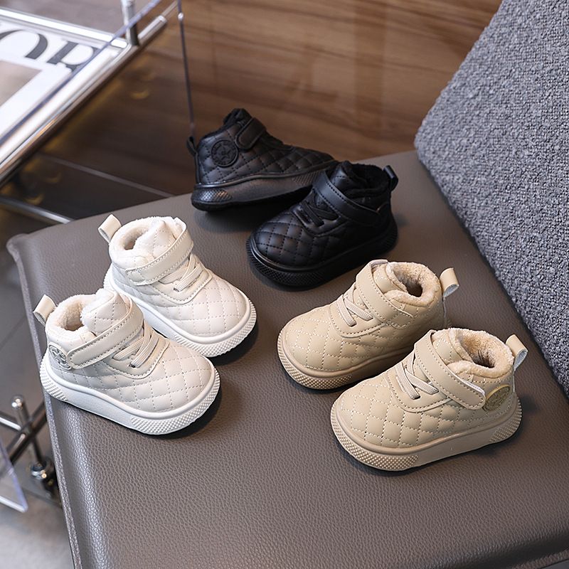 Kids Warm Cotton Shoes Winter New Plush Cotton Shoes Boys Girls Thickened Soft Sole Non-slip Toddler Shoes Boots Sizes US1C-US9C 000202