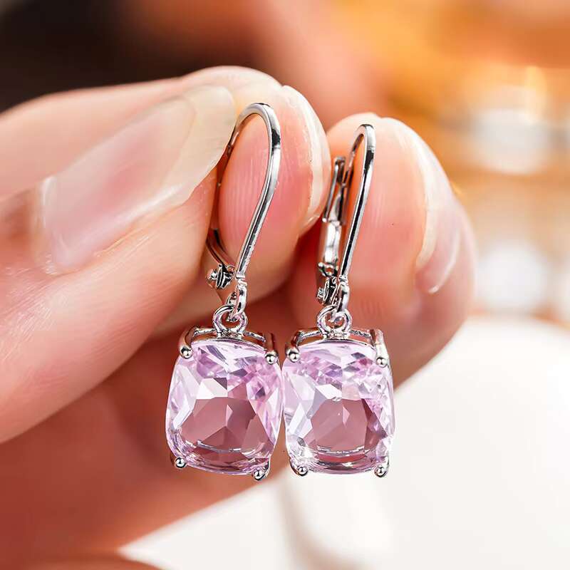 Bling Beautiful Radiant Cut Light Blue Zircon Romantic Bridal Earrings Girls Lady Pure Ladies Drop Earrings
