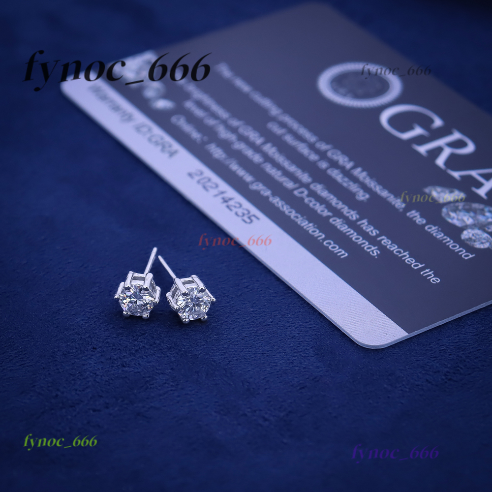 Fancy Big Round 6 Prong Setting Stud Earring Iced Out Women Men S925 Silver for Making Vvs Miossanite Iced Out