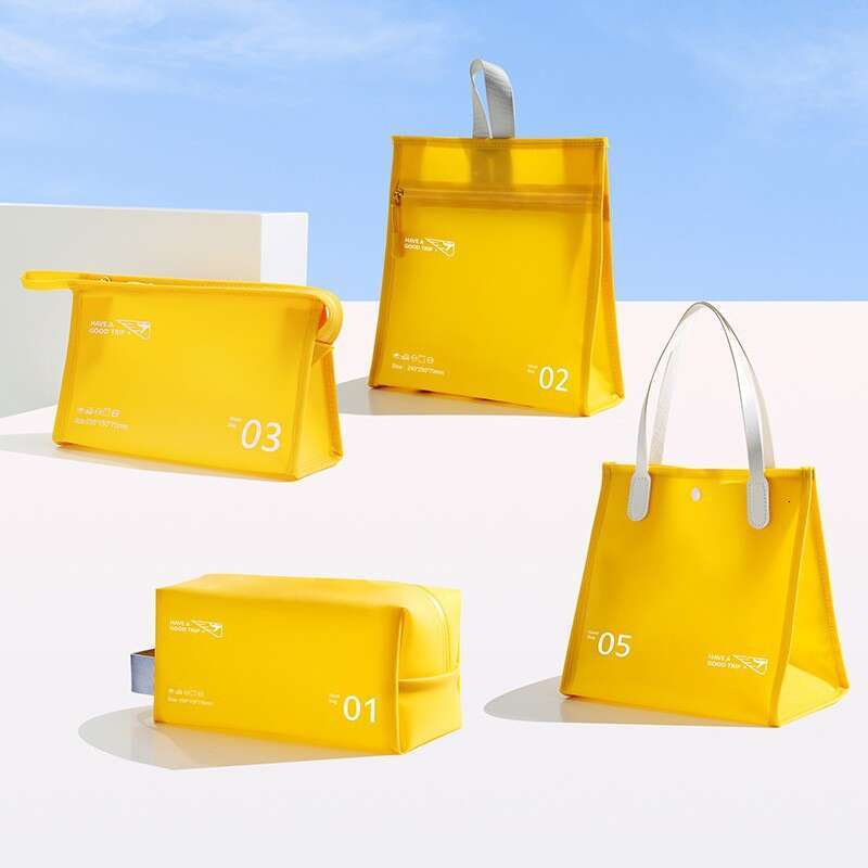 Jelly Series Cosmetic PVC Waterproof Storage Makeup casual Solid Color Toiletry Bag Portable