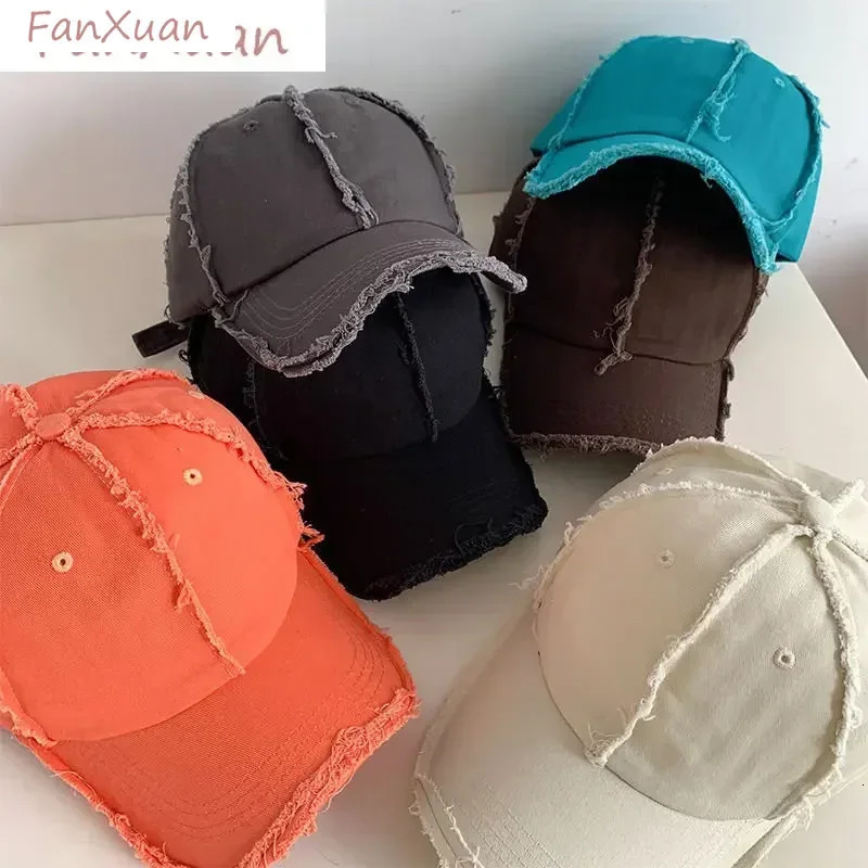 Y2k Baseball Cap for Women Men Spring Summer Caps Women Sun Hat Distressed Edges Fringed Cotton Hat 250711
