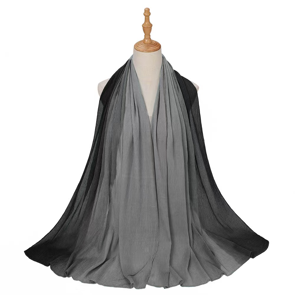 T1200 New Malaysian headscarf color matching wrinkled scarf ladies headscarf gradient color scarf