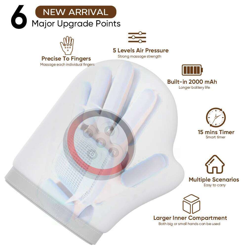 New Air Compression Electric Palm Wrist Massage Heating Fingers Hand Massager
