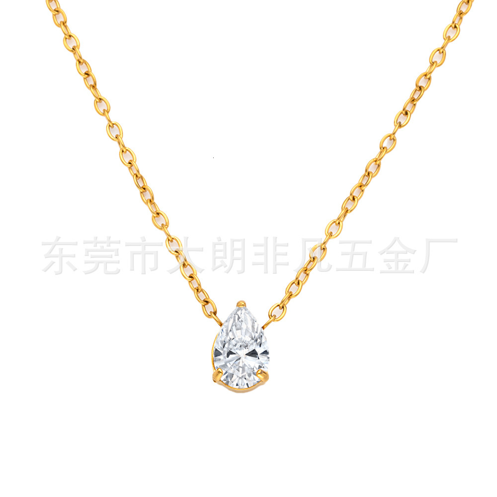 Luxury Jewelry Designer Jewelry Cross-border Hot-selling Custom Fashion Zircon Necklace Titanium Steel Custom Women's Accessories Female Pendant 
