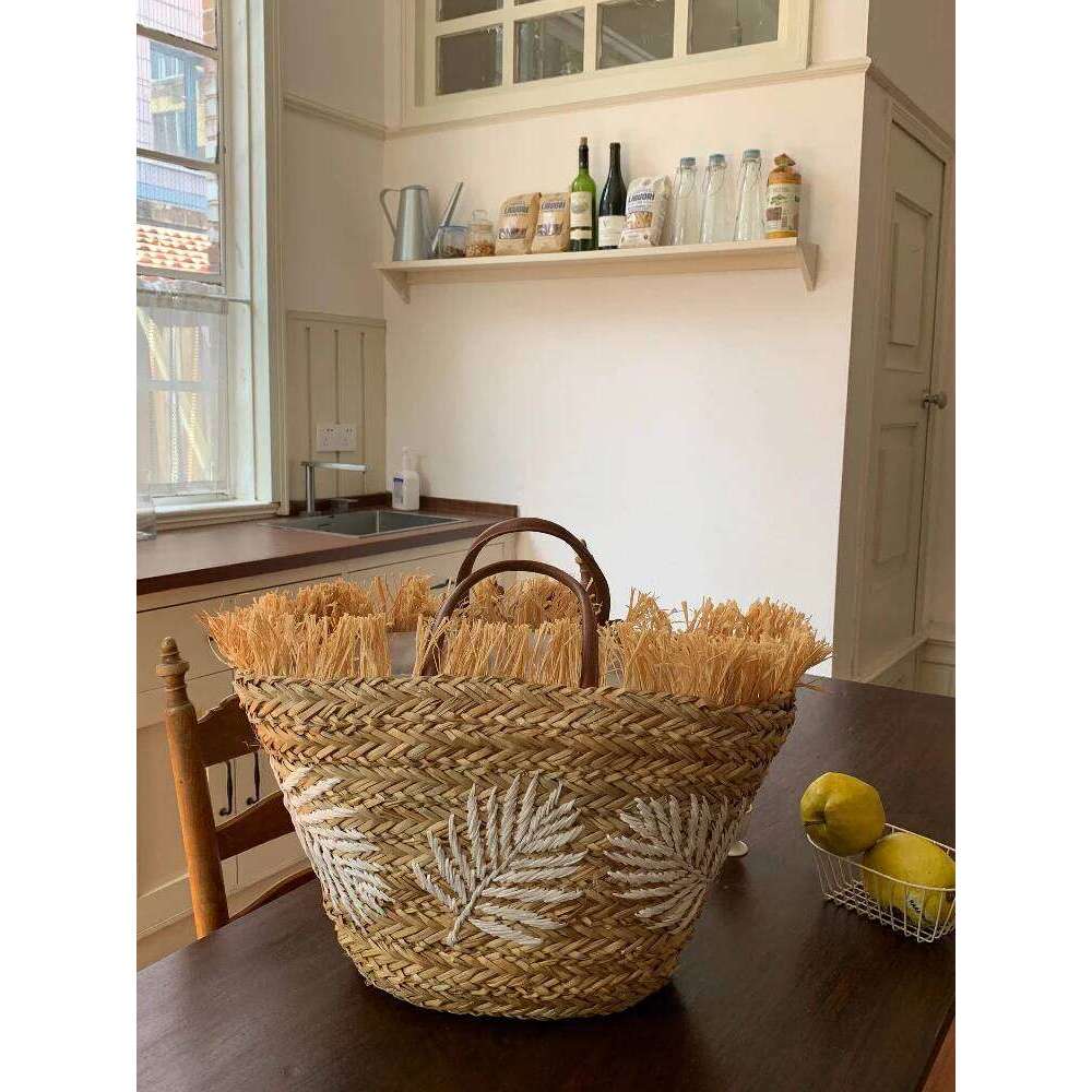 Summer Stripe Tote Straw Women's New Beach Seaside Outdoor Travel Vacation Large Capacity Shoulder Bag Portable Basket