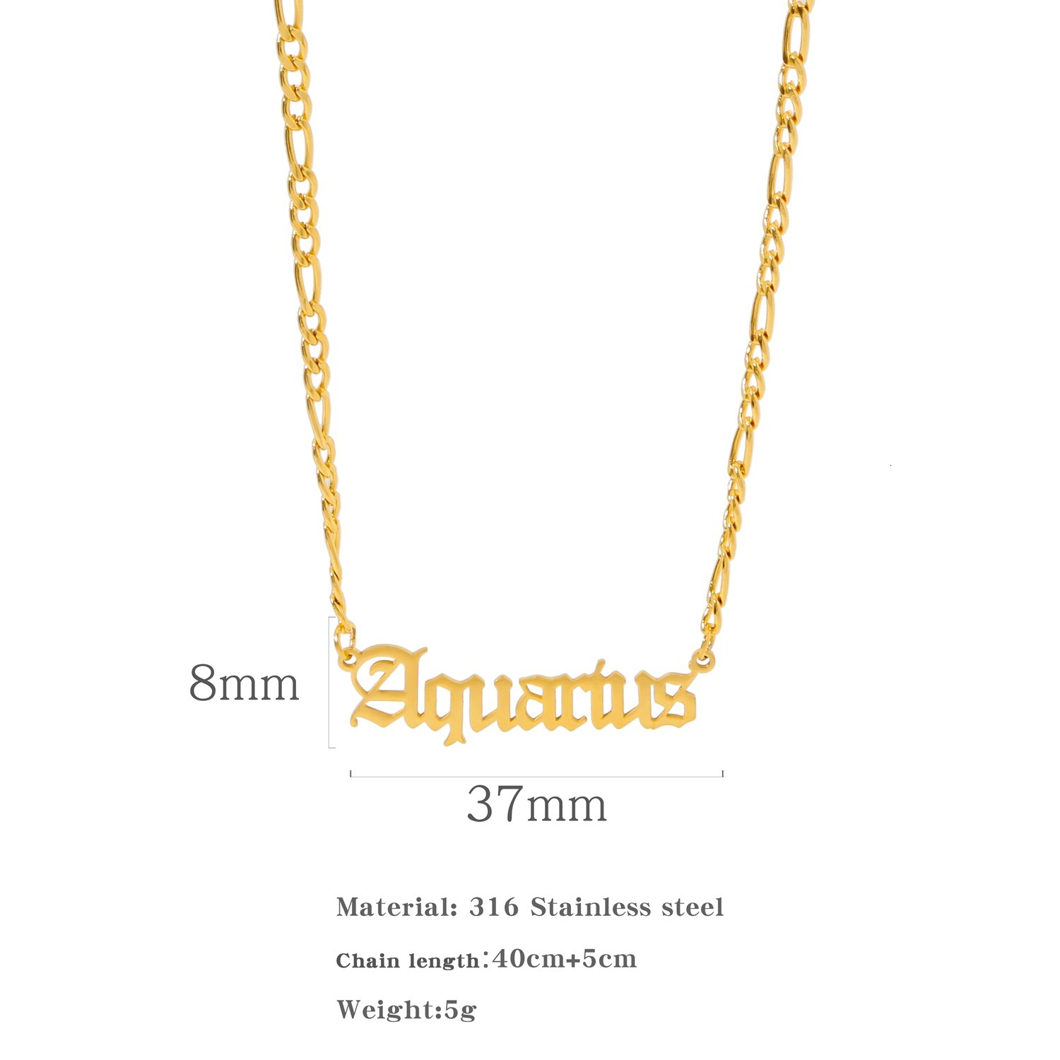 Luxury Jewelry Designer Jewelry Cross-border 18K Chain 12 Zodiac Ancient Letters Men And Women Stainless Steel Vacuum Electroplating Necklace Personal