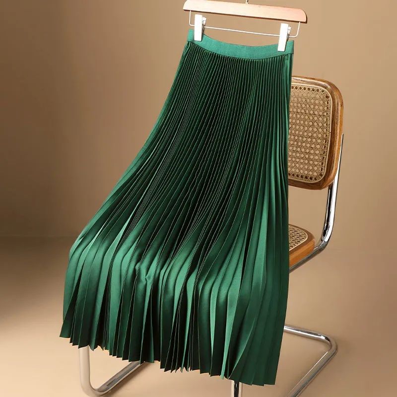 X4220 Women's high waist pleated skirt women's spring and autumn new Korean style slim medium and long