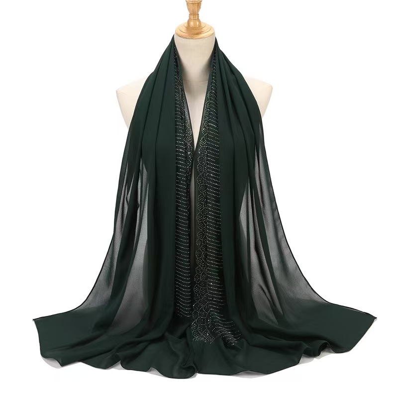 T1203 hot diamond pearl chiffon ladies headscarf scarf