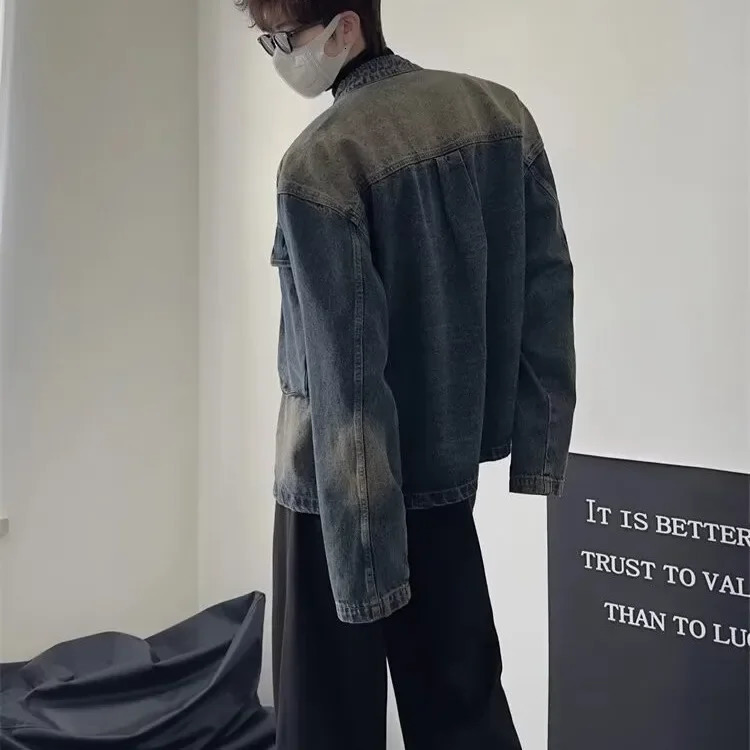 Autumn/Winter Loose-Fit Denim Jacket For Men Trendy Vintage Washing Niche Sensibility Top Casual Clothing Regular Length 250708