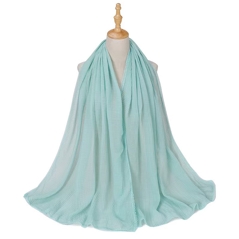 T1206 Malaysia new imitation cotton and linen lace scarf honeycomb wrinkled headband yarn