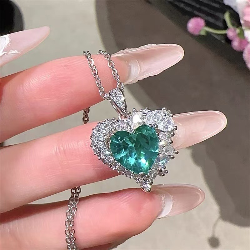 2025 Choucong Brand Wedding Jewelry Sets Luxury Jewelry 925 Sterling Silver Fill Heart Shape Emerald CZ Diamond Gemstones Open Ring Stud Earrings Clav