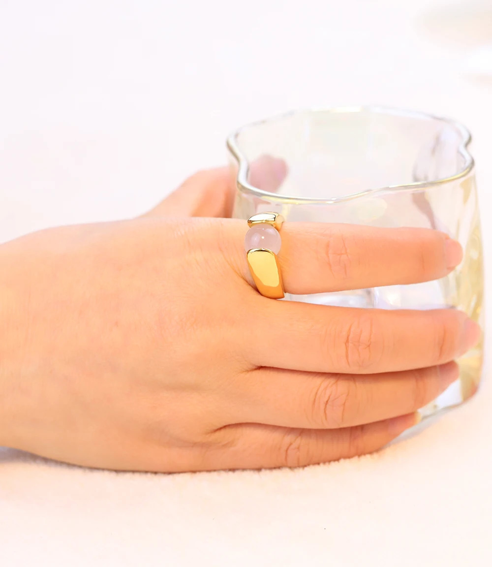 Fashion Colorful Opal Ring Women Quality Stainless Steel Ring Round Black White Cats Eye Stone Wedding Ring 250708