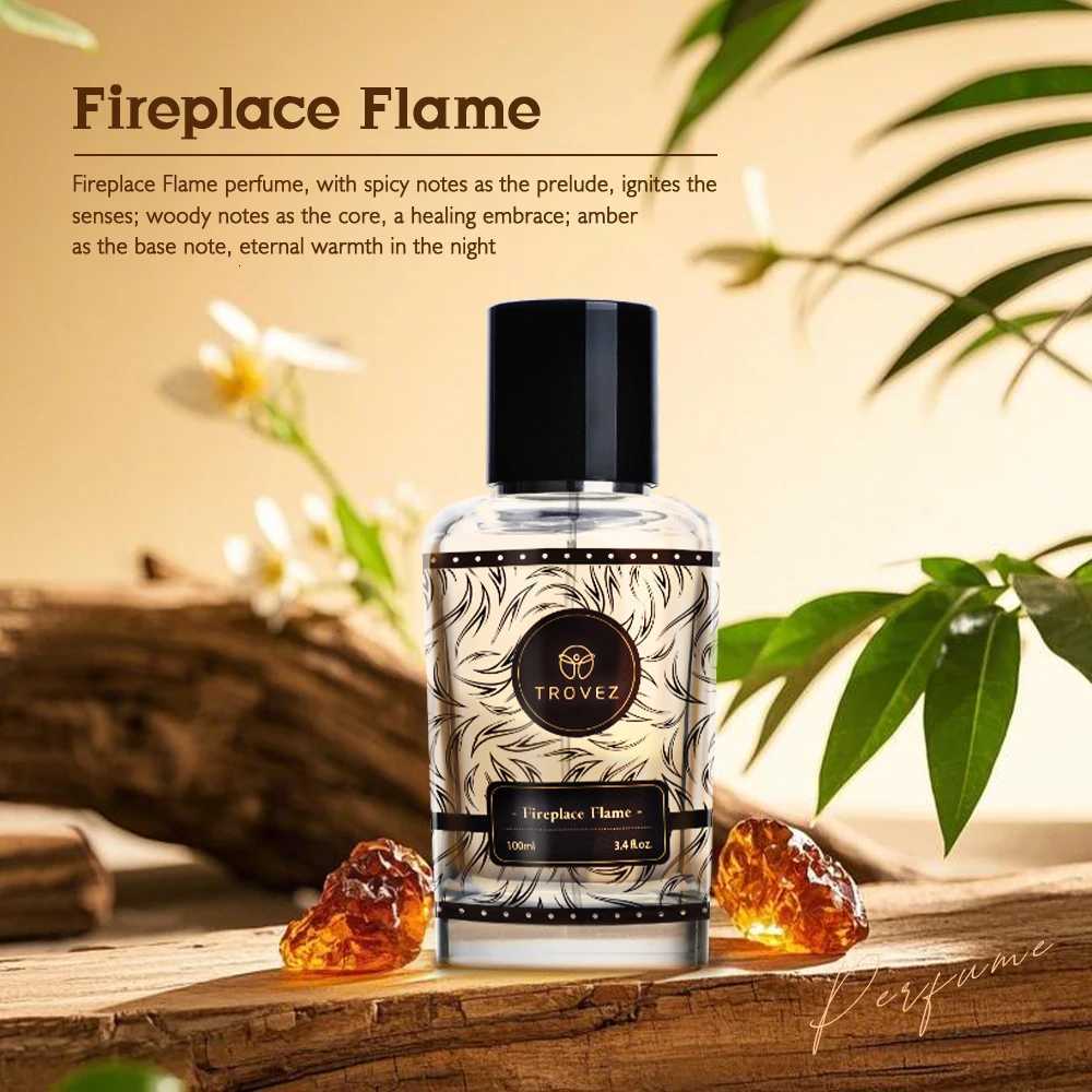100ml TROVEZ Fireplace Flame Perfume Arabic Wood Tone Long-lasting Fragrance Unisex Perfume Body Spray Scent Gifts Aroma for Men and Women W250712