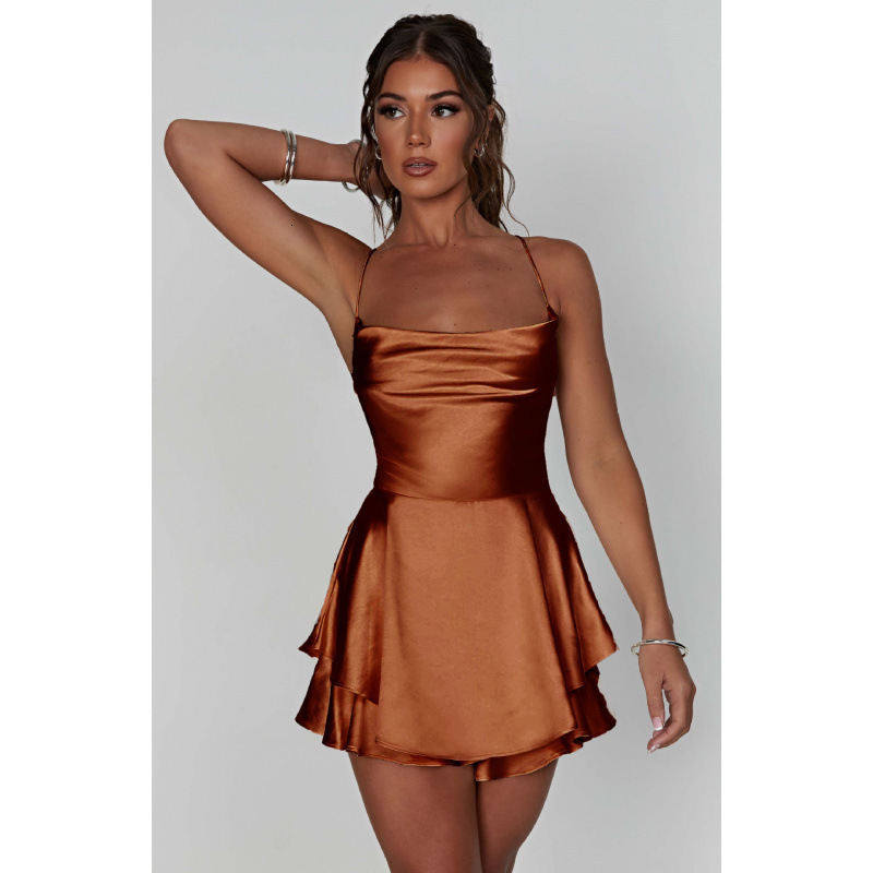 2025 Summer new women's skirt fashion summer new spicy girl slim fit backless solid color suspender skirt new luxury designer women's skirt