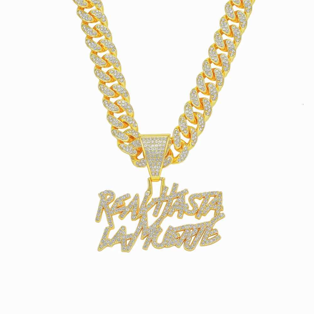 Men Hip Hop Double Row Spld Tters Pendant Necklace With 1m Cuban Chain Hiphop D Out Necklace Fashion Punk Jewelry Gift W250712
