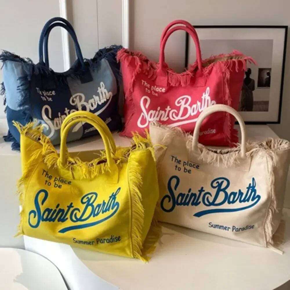 Evening Bags Spring Summer Leisure Holiday Fringe Yellow Striped Printed Travel Bag Large Capacity Thick Canvas Tote bag