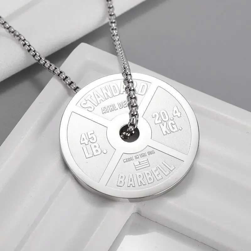 Stainless Steel Fitness Dumbbell Pendant Necklace Weight Plate Baell Chain Pendant for Men Youth Weightlifting Fitness Jewelry W250712
