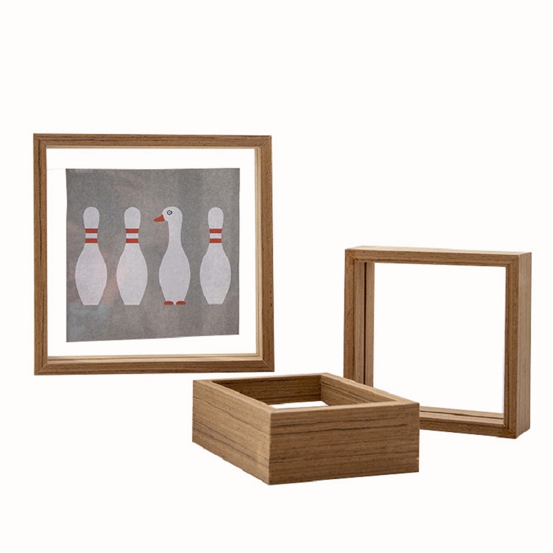 Transparent Solid Wood Display Double-Sided Glass Specimen Picture Shadow Box Frame Photo Frames H260306