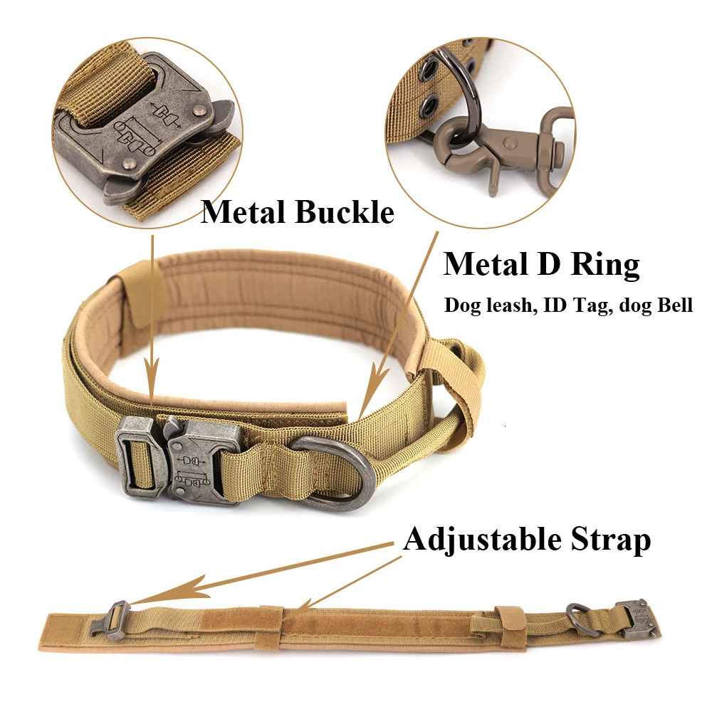 Dog Training Collar Adjustable Tactical Dog Collar And Leash Set Control Handle Pet Lead Collar For Small Big Dogs 250709