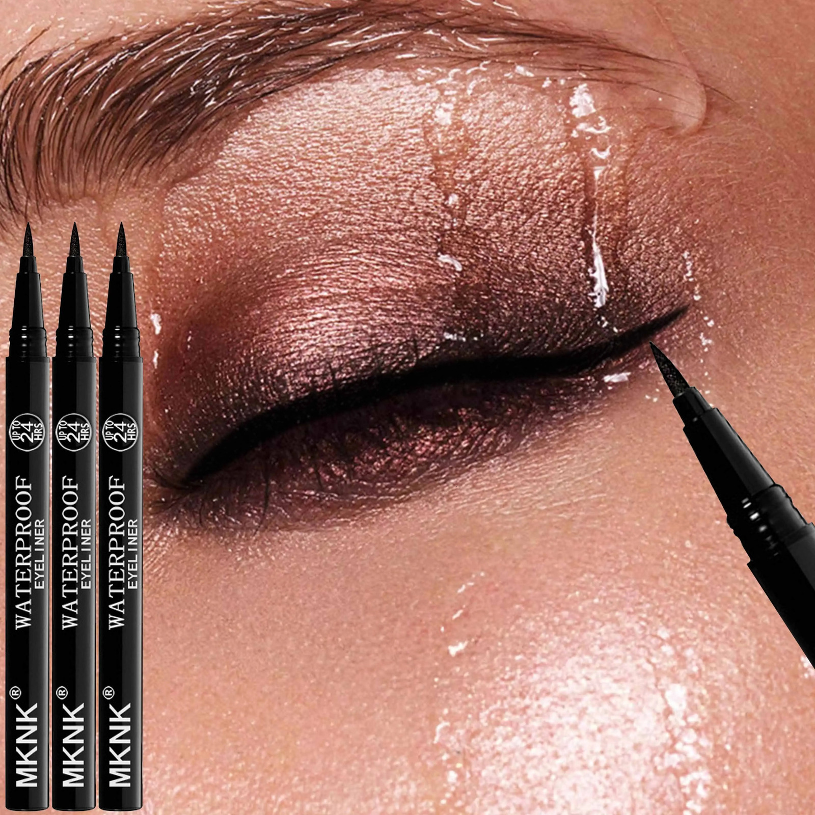 3pcs Luxe Beauty Waterproof Liquid Eyeliner Set Long-Lasting Black Eyeliner Pens Easy Glide Precision Tip Sweat-Resistant 250704