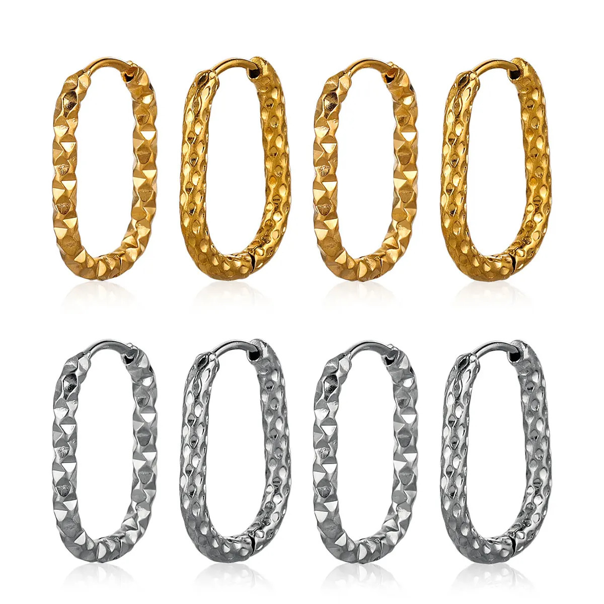 6pcs Stainless Steel Rectangular Textured Earrings Earring Hooks Fittings 18K PVD Gold Plated DIY Jewellery Parts Earrings 250708