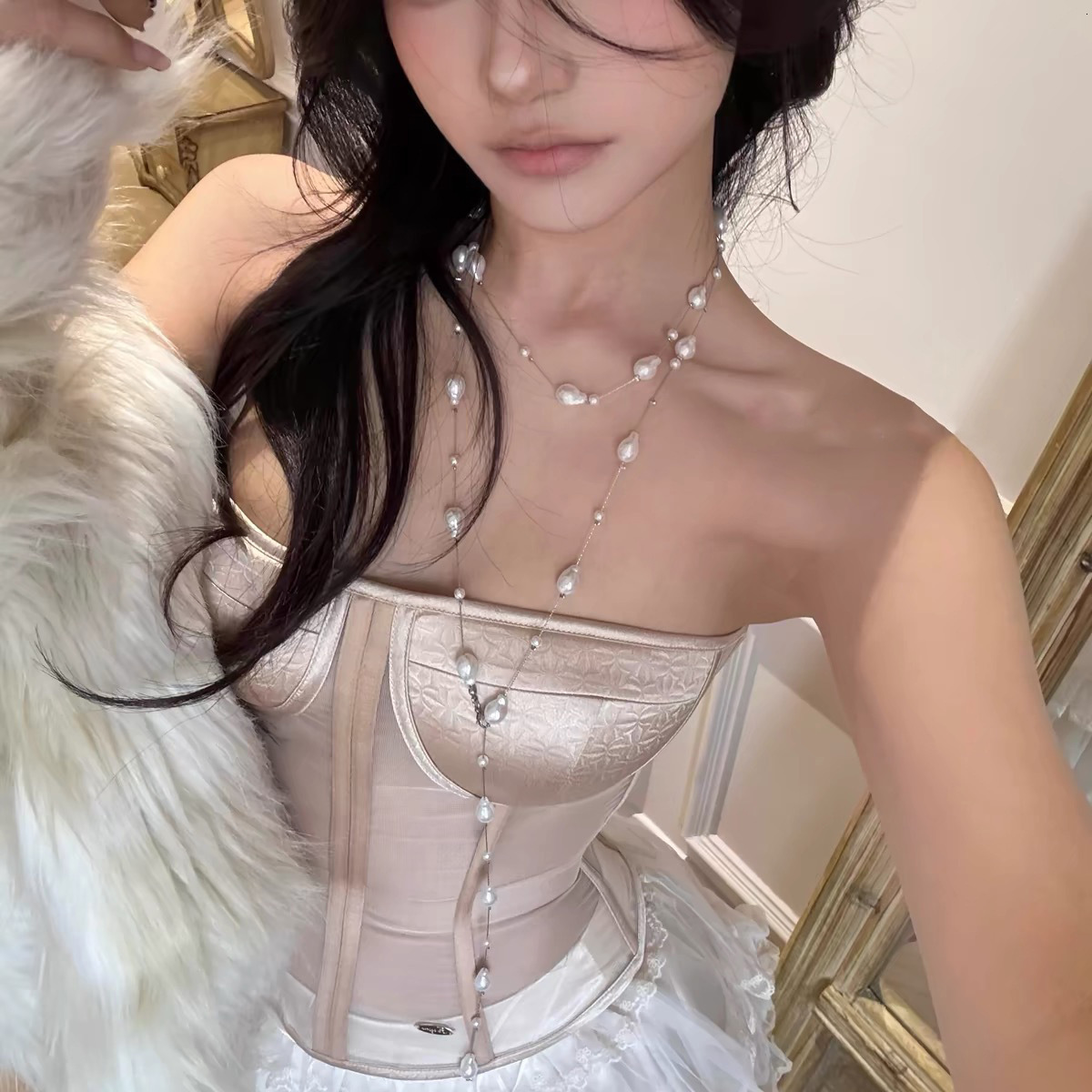 Luxury Jewelry Designer Jewelry Long Starry Sky Imitation Pearl Necklace For Women, High-end Feel, Multiple Wearing Styles, Clavicle Chain, Light Luxu