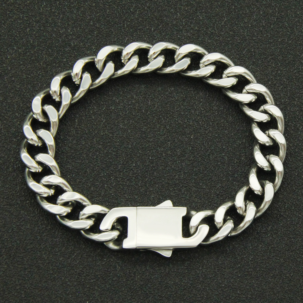 Luxury Jewelry Designer Jewelry European And American Hip-hop Punk Smooth Stainless Steel Spring Buckle Chain Trendy Men's Necklace Cool And Domi