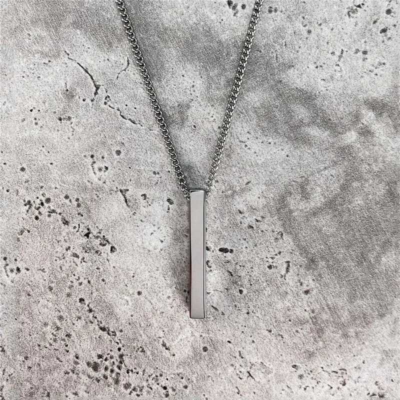 3D Waterproof Vertical Bar Necklaces for Men Minimalist Stainless Steel Geometric Pendant with Box Chain Malar Jewelry W250712