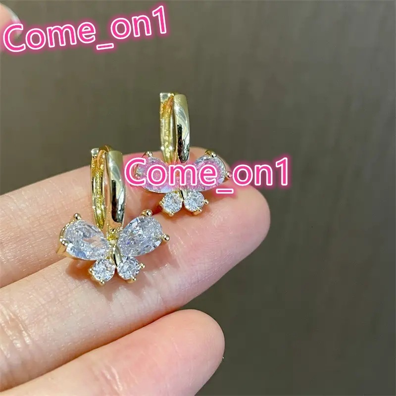 Exquisite Butterfly Shaped Cubic ZIrconia Earring for Women Bridal Wedding Silver/Gold/Rose Gold Plated Hoop Earrings
