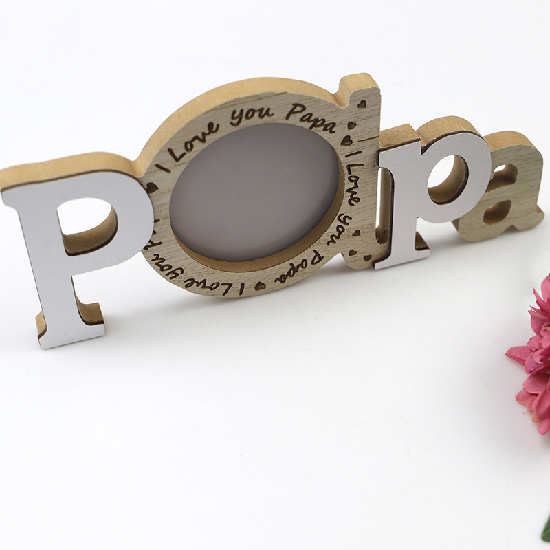 Wooden Love Crafts For Wedding Father's Day Papa Picture English Letter Photo Frame Table Simple Decorate Gift H260306
