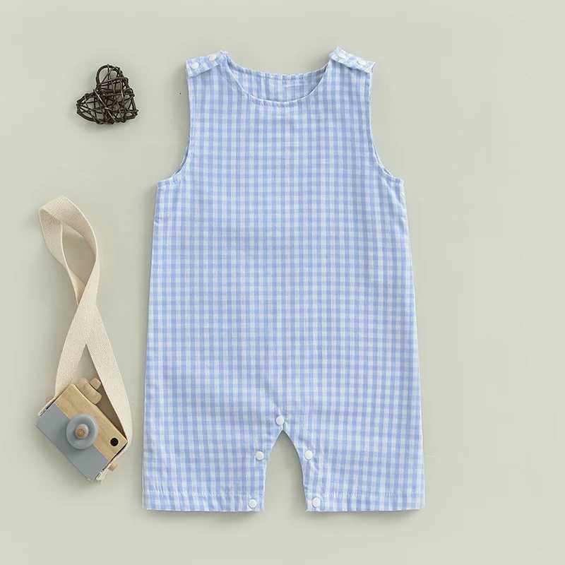 Tsute Toddler Striped Sleeveless Romper Jumpsuit with Round Neck and Button Closure for Baby Boys and Girls Z250712
