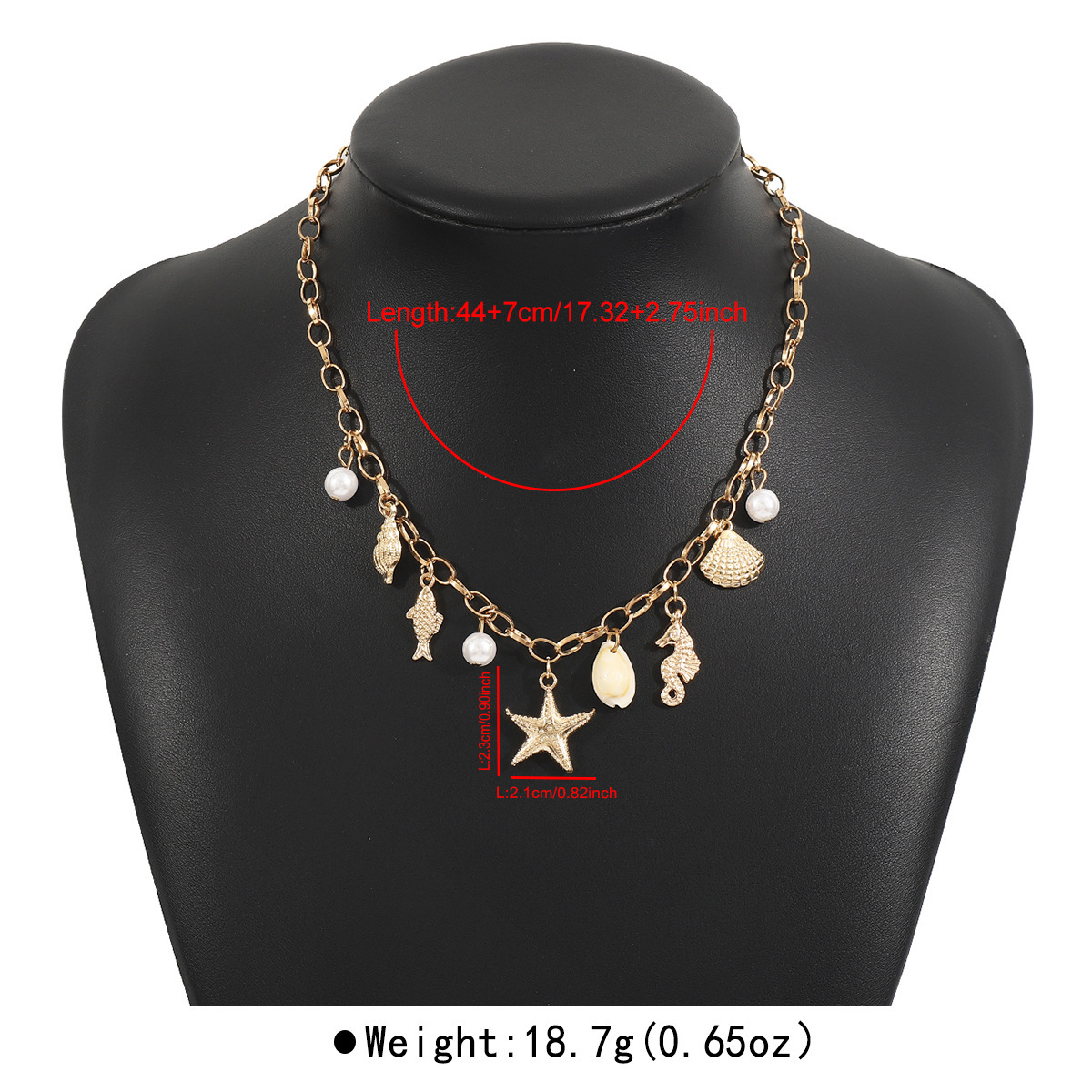 Luxury Jewelry Designer Jewelry N12517 European And American Cross-border Ocean Style Pearl Tassel Necklace Beach Starfish Shell Pendant Jewelry