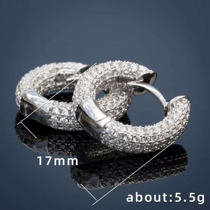 Luxury Cubic Zirconia Round Circle Earring Fashion Jewelry Wholesale Sport Style Hoop Earrings for Men Women