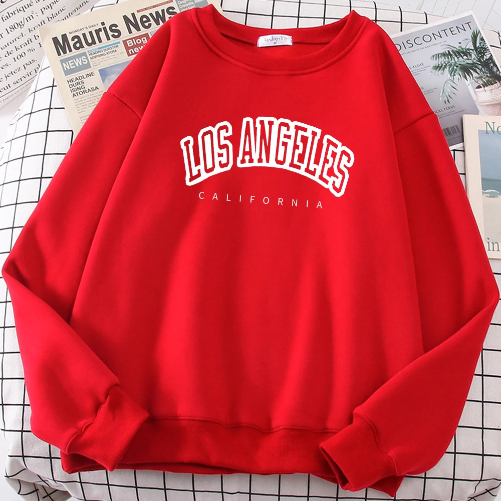 Los Angeles California City Streetwear Sweatshirt For Women Loose Oversized Clothing Personality Soft Letter Print Hoodies Woman 250707