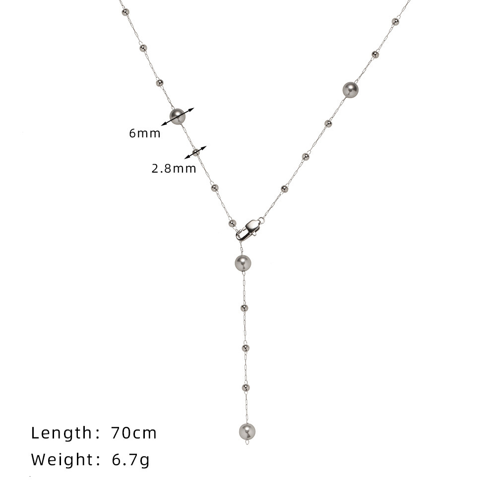 Luxury Jewelry Designer Jewelry XL563 Interstellar Gray Niche Sweater Chain Handmade Necklace Glass Pearl Imitation Multi-ma Silver Gray Pearl Titaniu
