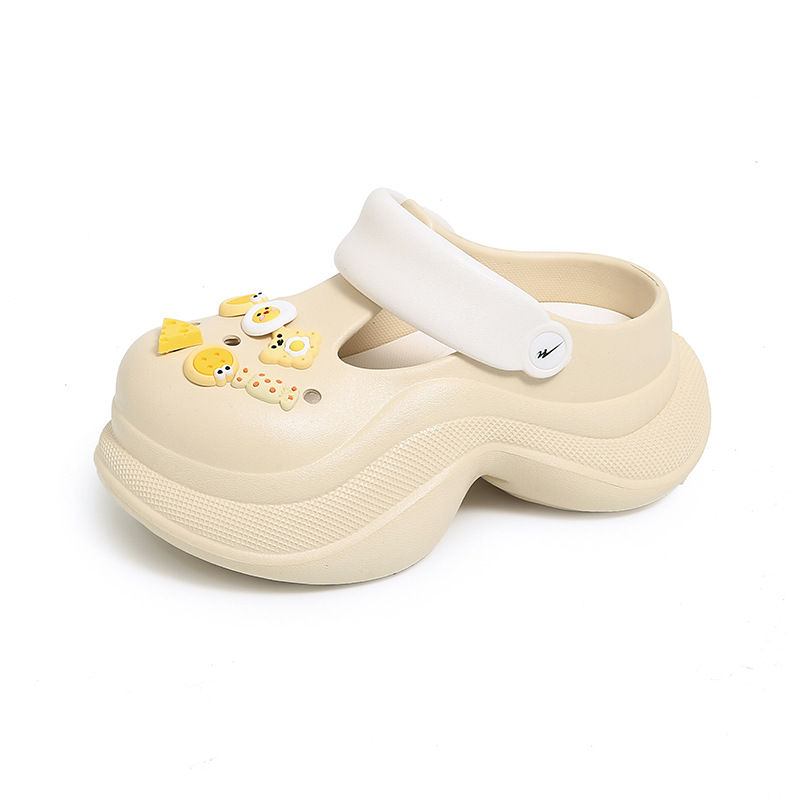 Cute Thick-soled Clogs for Women Suitable for Outdoor Wear 2025 New Style Beach Anti-slip Toe-covered Slippers for Women in Summer
