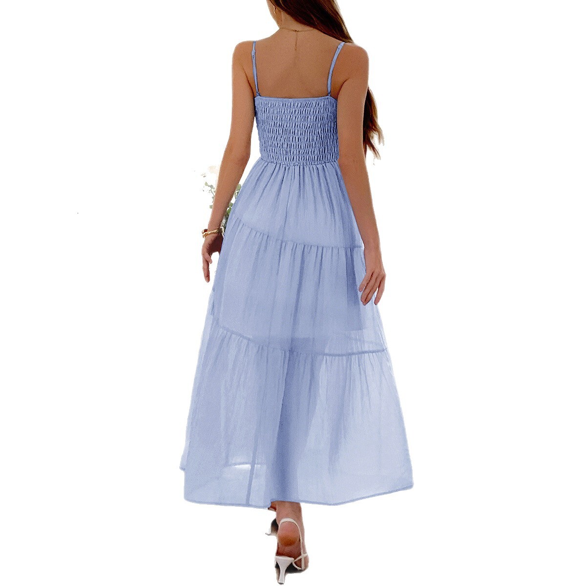 Summer new women's dress, casual vacation with waist, fashionable lace up long dress, summer new luxury designer women's dress, new niche de