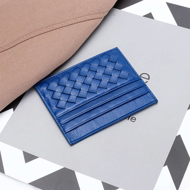 Ultra-thin Mini Sheepskin Women's Credit Fashionable Bus Multi-card Slot Men's Woven Card Holder ID Case
