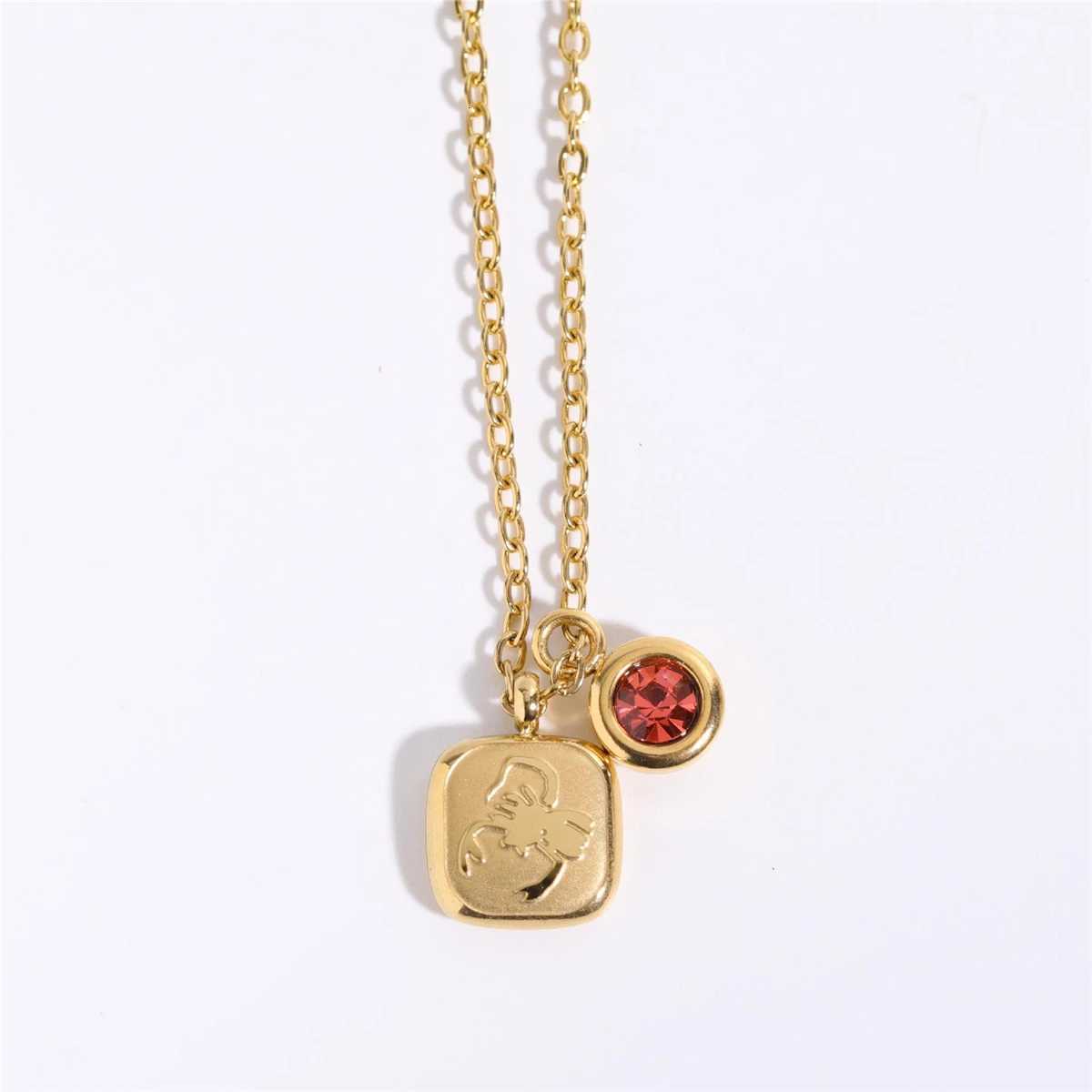 12 Zodiac High Color Neckchain Titanium Steel IC Necklace December Birthday Stone Pendant 18K Gold in Furnace W250712