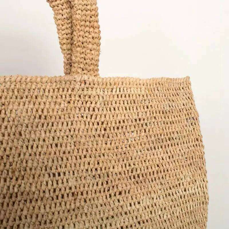 Lafite Grass Handmade Crochet Women's Straw Bag Square Simple Shoulder Handbag