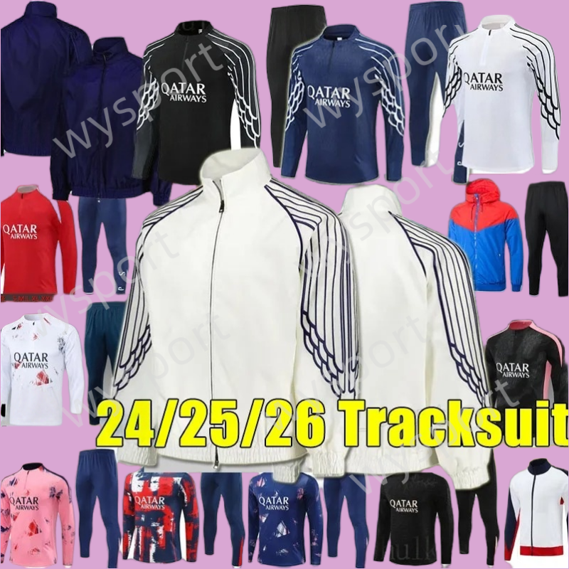 24/25/26 Paris D.DOUE soccer sets tracksuits 4th football training suit PSGes BARCOLA KVARATSKHELIA survetement maillot foot chandal O.DEMBELE jacket adult kids