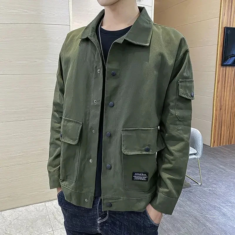 Male Jean Coats Black Cargo Mens Denim Jacket Autumn Korean Style in Lowest Price Outwear Cowboy Clothing Elatic 250704