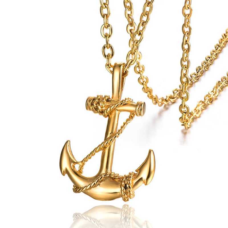 Ropean and Titanium Steel Boat Cat Necklace Mens Stainless Steel Pendant Creative Personalized Cross 0-Shaped Chain Wholesale W250712