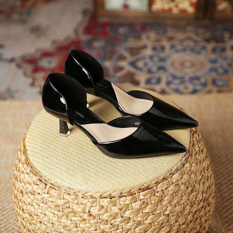 699-1 New French Style Hollow Stiletto Nude Patent Leather Pointed High Heels for Women Outdoor Wear Size 35-43