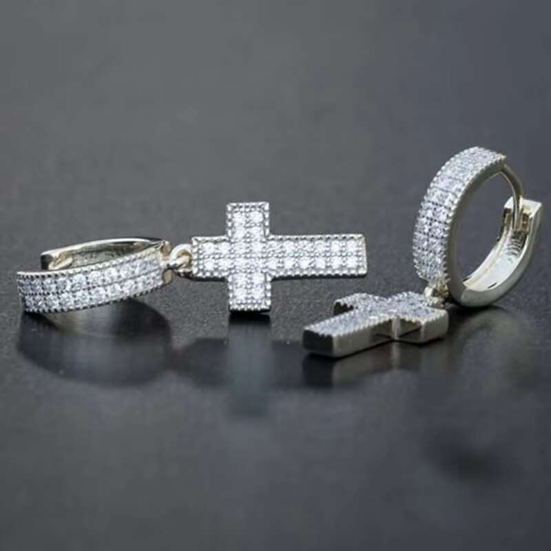 Mens Hoop Cross Stud Earrings Male Earring Male Costume Jewelry Luxury Punk Cross Earrings for Men