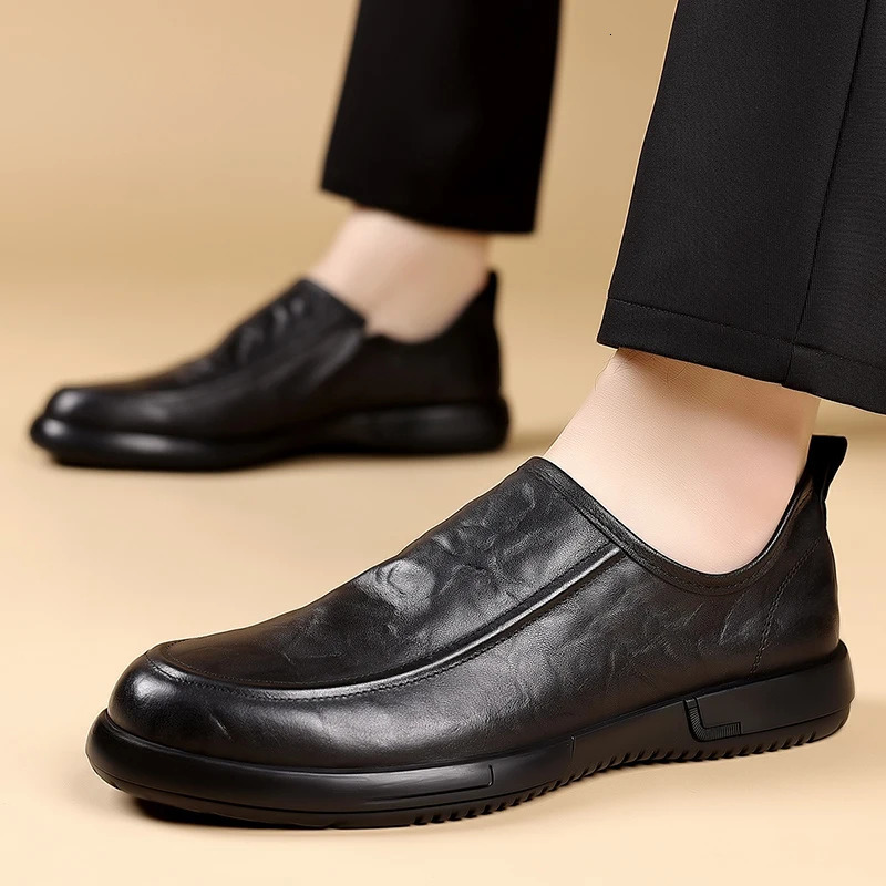 Classic Mens Leather Loafers Slip-On Male Driving Shoes Comfortable Casual Moccasins for Men Breathable Male Dress Flats 250708