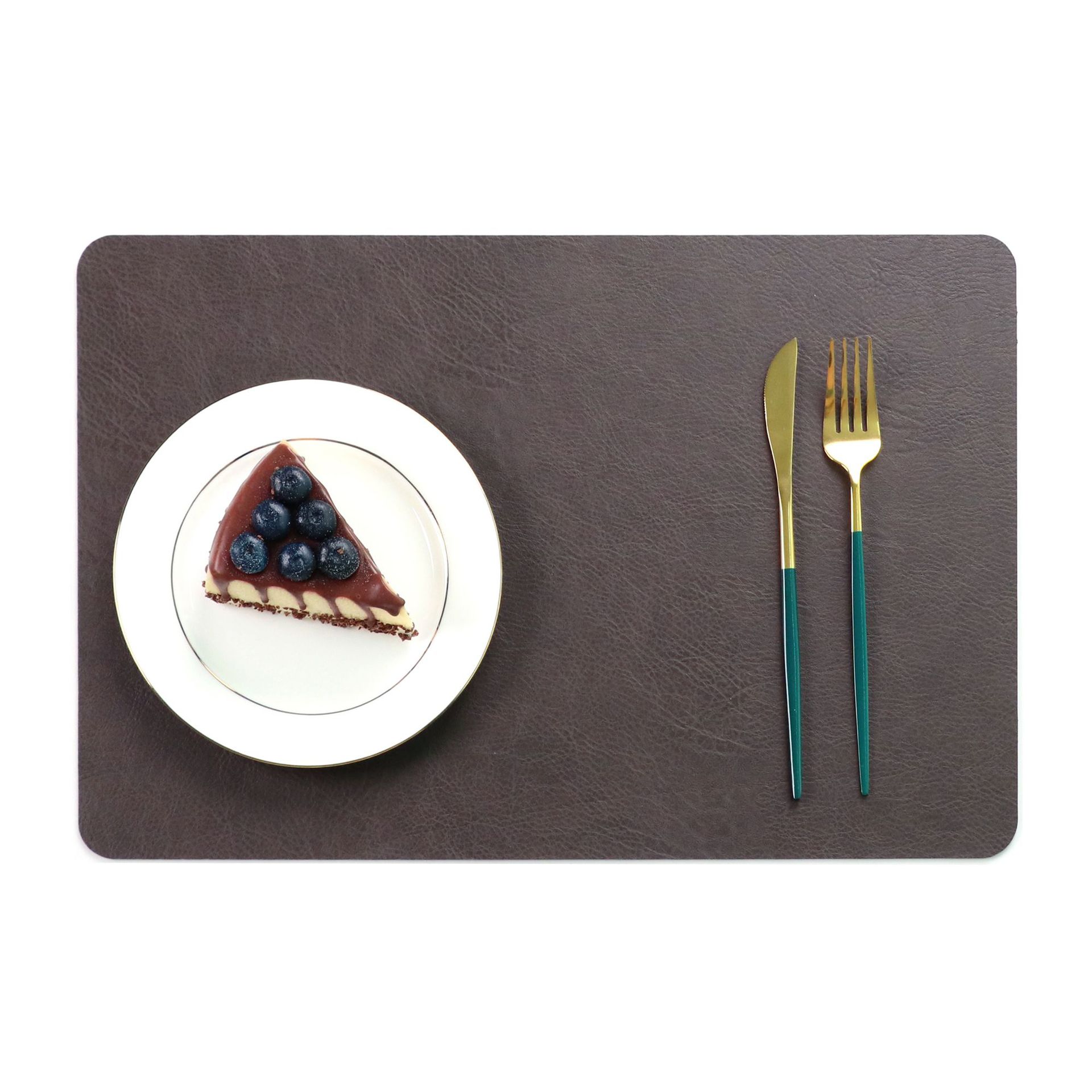Square Double-Layer Cowhide PU Leather Placemat Texture Waterproof Heat-Resistant Table Mats Home Hotel Dining