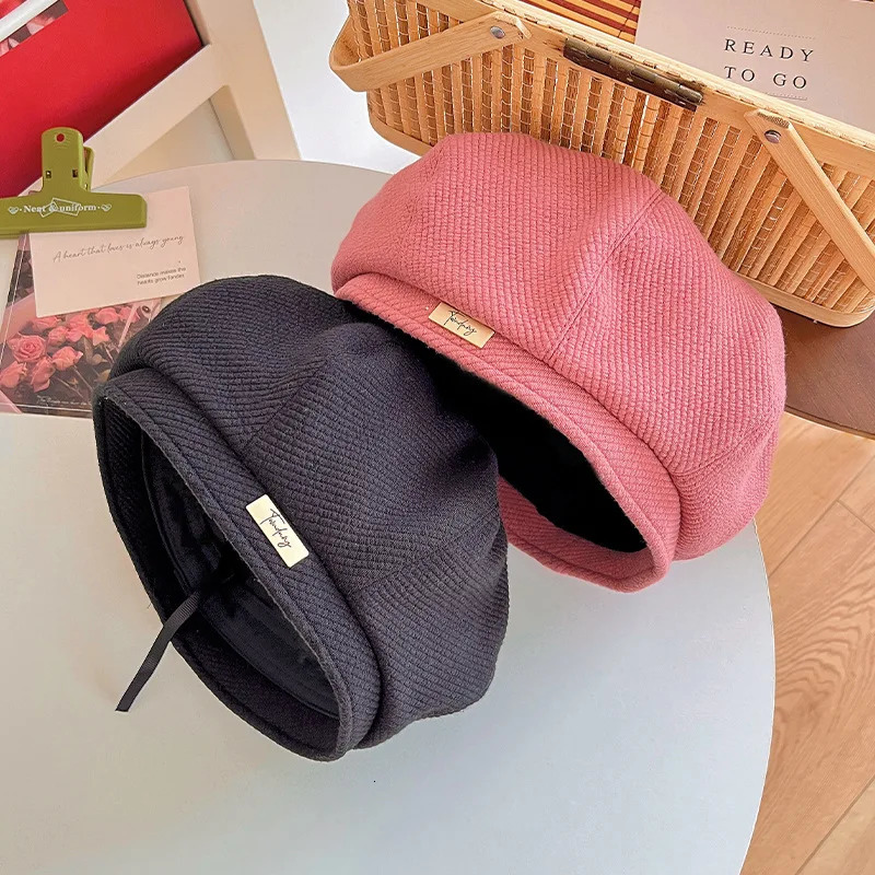 Cute Pink Berets Caps for Women Show Face Small Spring Korean Version Fashion Casual Retro Octagonal sboy Hats 250712